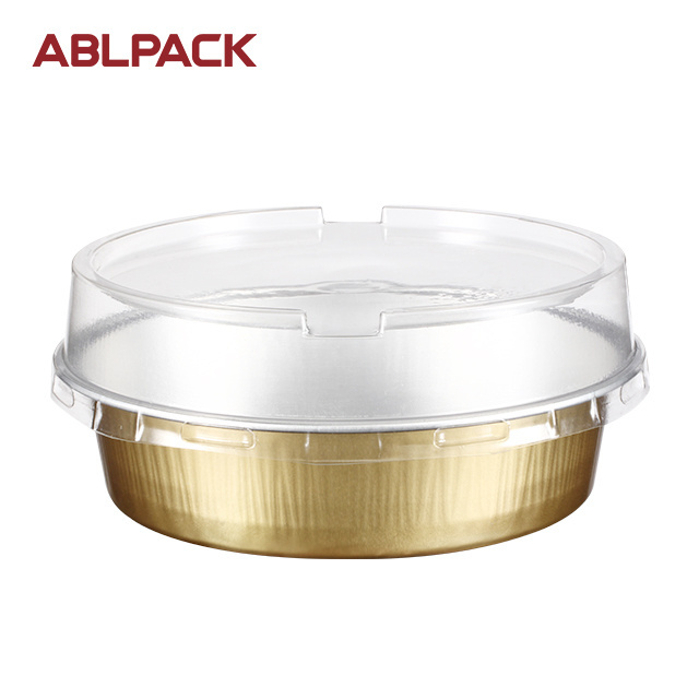 ABLPACK baking mold take away food package Gold color smooth wall disposable aluminum foil containers with lids