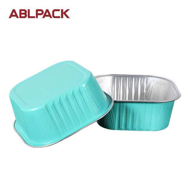 300ML Disposable Square Shaped Aluminum Foil Plate For Baking With Plastic Lids Muslim EID Loaf Pan