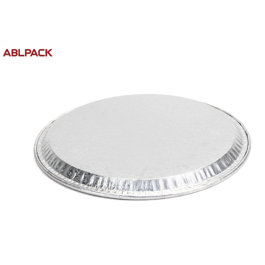 ABL 630ML round aluminium foil container takeaway foil food container Disposable embossing or flat dish pizza pan for party