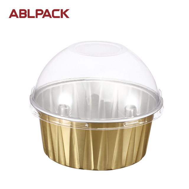 ABLPACK baking mold take away food package Gold color smooth wall disposable aluminum foil containers with lids