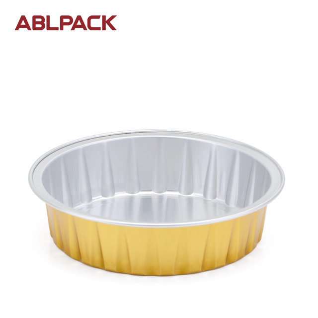 ABLPACK baking mold take away food package Gold color smooth wall disposable aluminum foil containers with lids