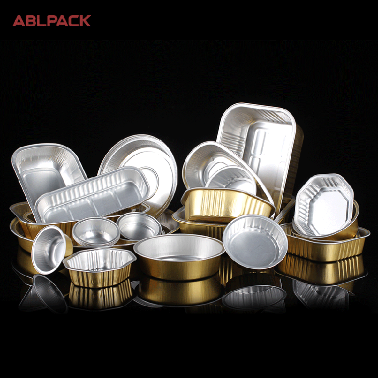 Black Gold Series Aluminum Foil Plate for baking/food 50ml-5000ml Aluminum Foil Container Mould with plastic lids