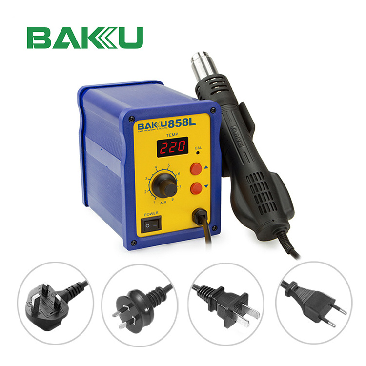 BAKU BK-858L High-quality 110V/220V LED plastic Digital SMD welding hot air heat gun for repair cellphone