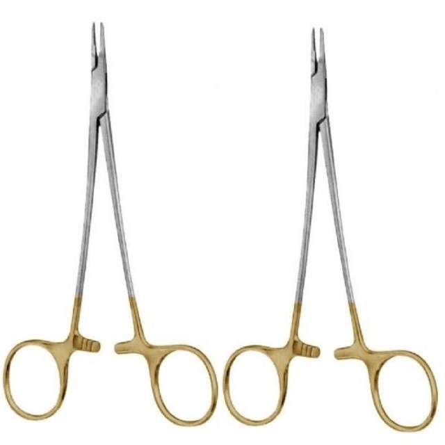 Stainless Steel with Gold Handle Needle Holder TC Dental Surgical Forceps