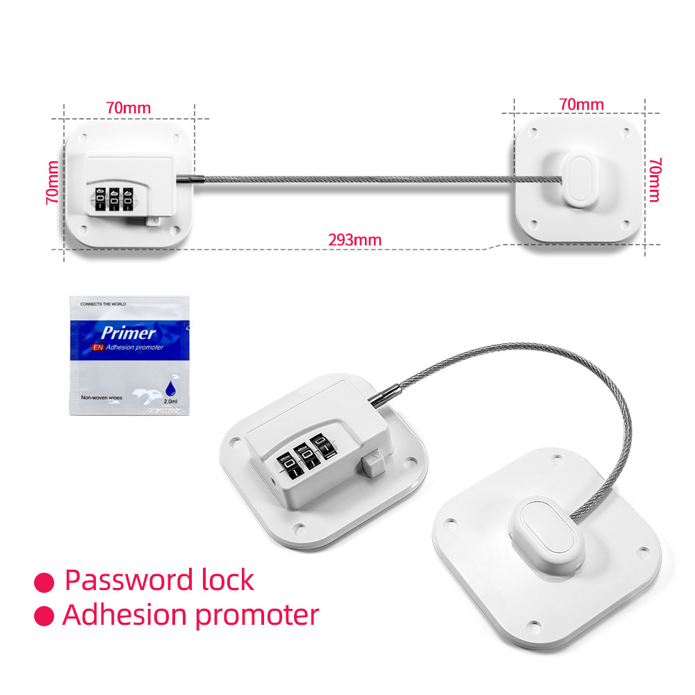 High Quality Refrigerator Lock Digital Code Combination Refrigerator Cable Lock for Babies