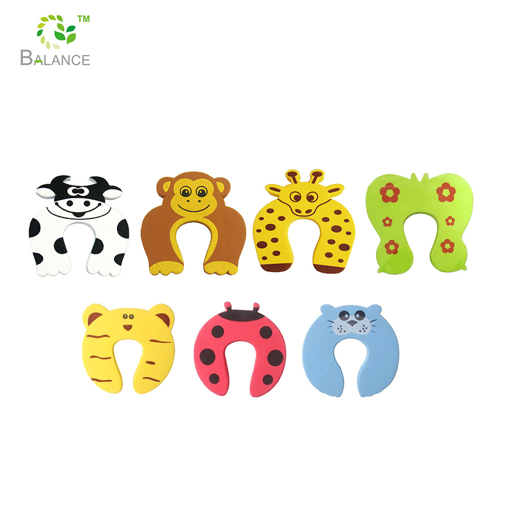 Hot sale baby proof rubber finger pinch protector EVA foam cute cartoon animal child safety door stopper