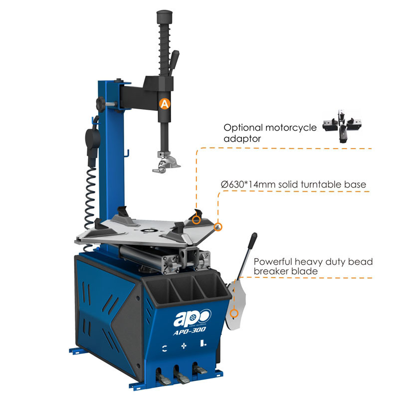 APO Tire Repairing Machine Semi Automatic Tyre Changing Machine 12''-24'' Swing Arm Tire Changer