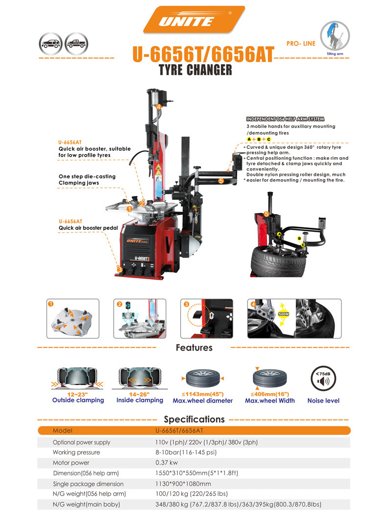 U-6657AT Processed with high-precision cheap mobile tire changer for sale tyre changer machine for truck with CE