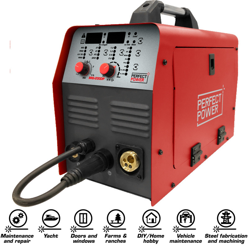 Factory NEW 4 IN 1 MMA TIG MAG MIG Welder 200 AMP 110/220V IGBT Aluminum CO2 NO GAS Welders Mig Inverter Welding Machine