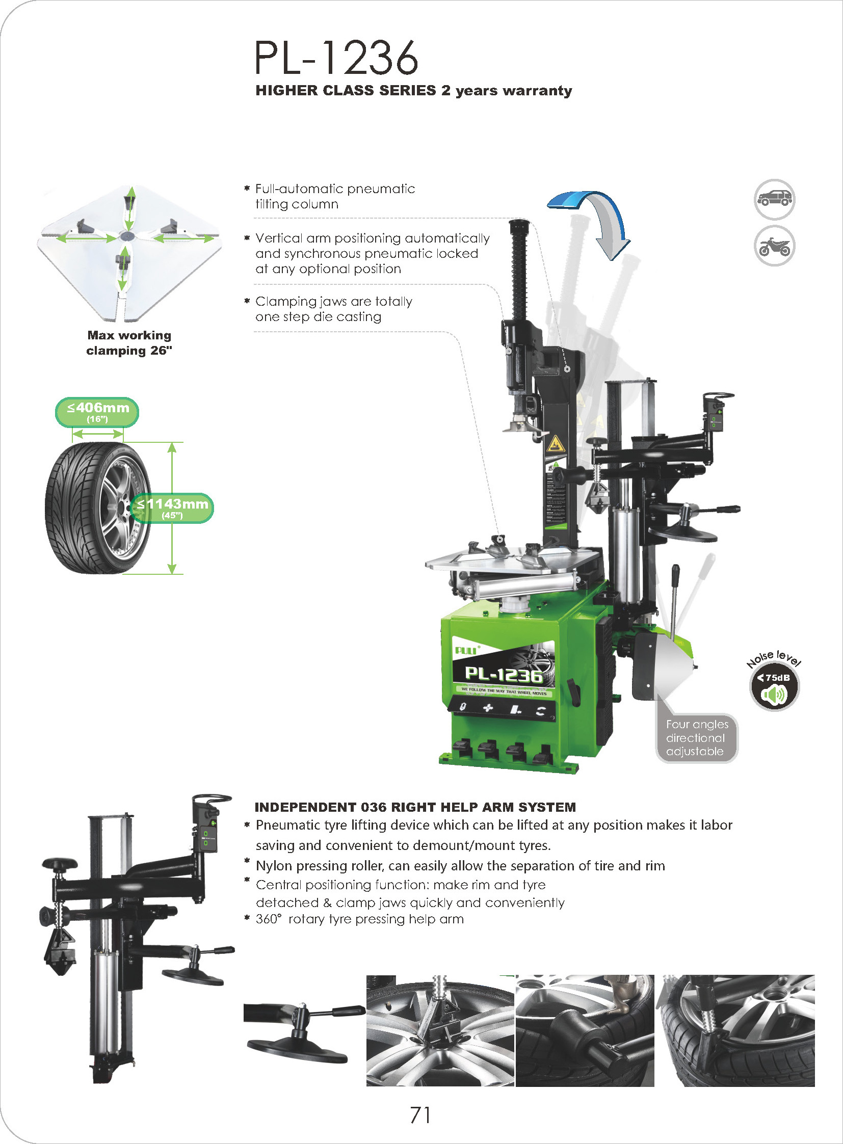 Pl-1236 Portable Tire Changer With Ce Factory Price Tilt Back Fully Automatic 10-22