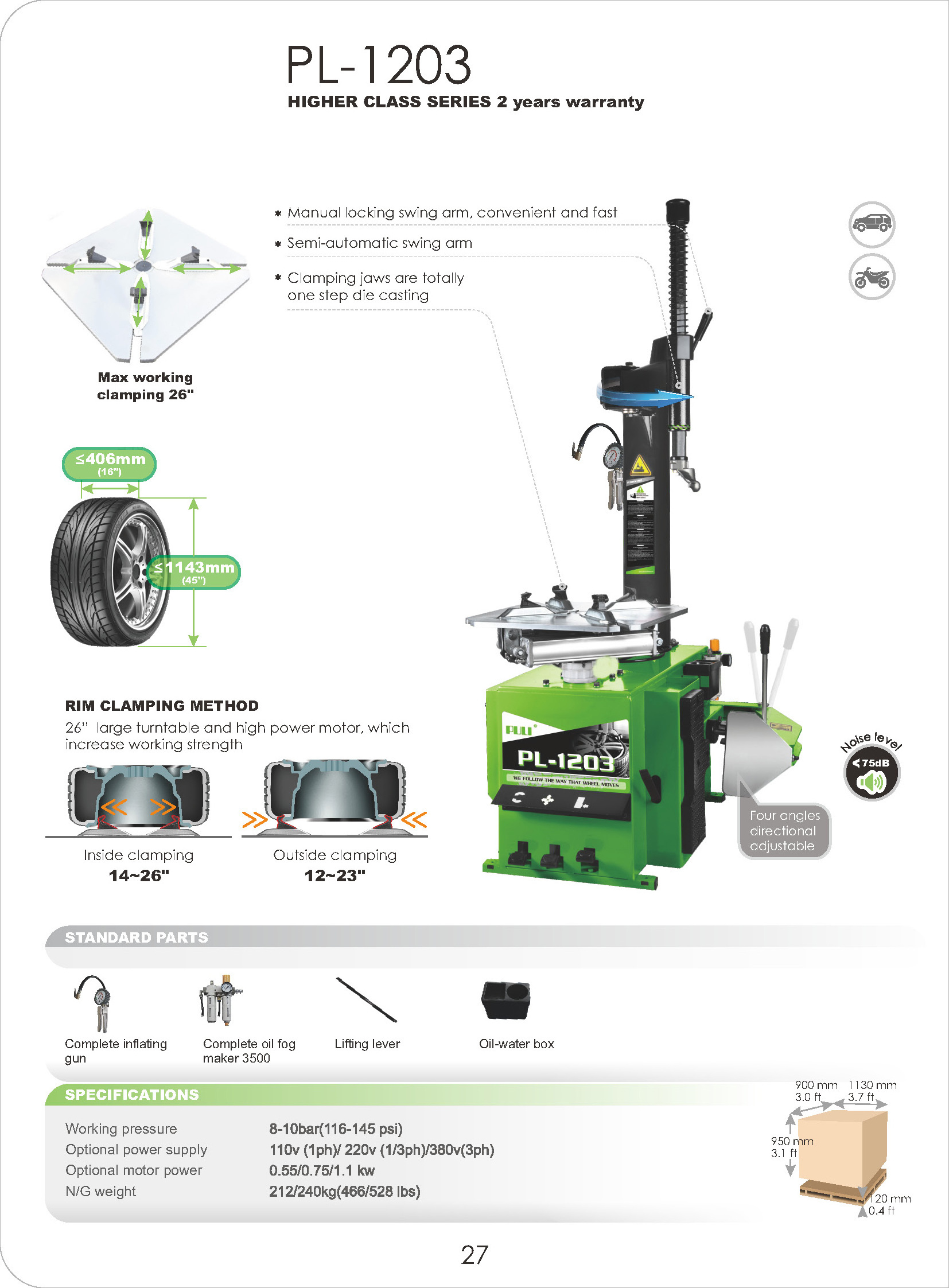 PULI Tire Changer PL-1203 Tire Changer Switch With CE Certificate