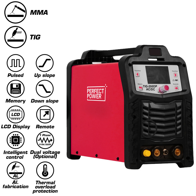 Single phase 220V 200 Amp IGBT Inverter DC pulse TIG welder TIG-200DP AC/DC MMA ARC welding machine for stainless steel