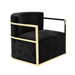 Mid-century living room luxury high quality factory direct interior design black velvet accent arm chair