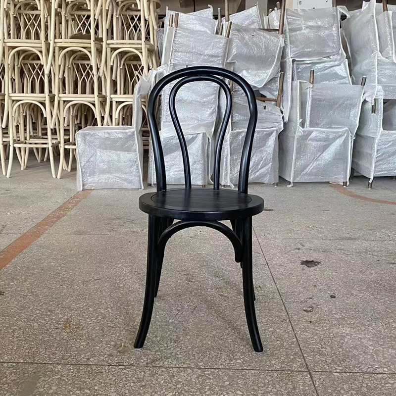 Wholesale Popular Modern Black Solid Wood Wedding Event Rentals Party Furniture Bentwood Rattan Chair Stackable Dining Chairs