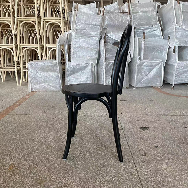 Wholesale Popular Modern Black Solid Wood Wedding Event Rentals Party Furniture Bentwood Rattan Chair Stackable Dining Chairs