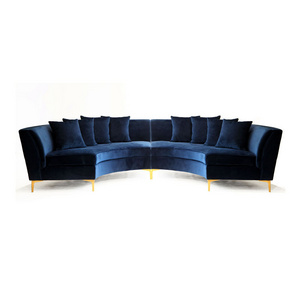 Large C shape wedding event rentals sofa three seat velvet steel wedding sofa