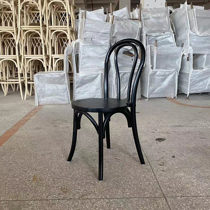 Wholesale Popular Modern Black Solid Wood Wedding Event Rentals Party Furniture Bentwood Rattan Chair Stackable Dining Chairs