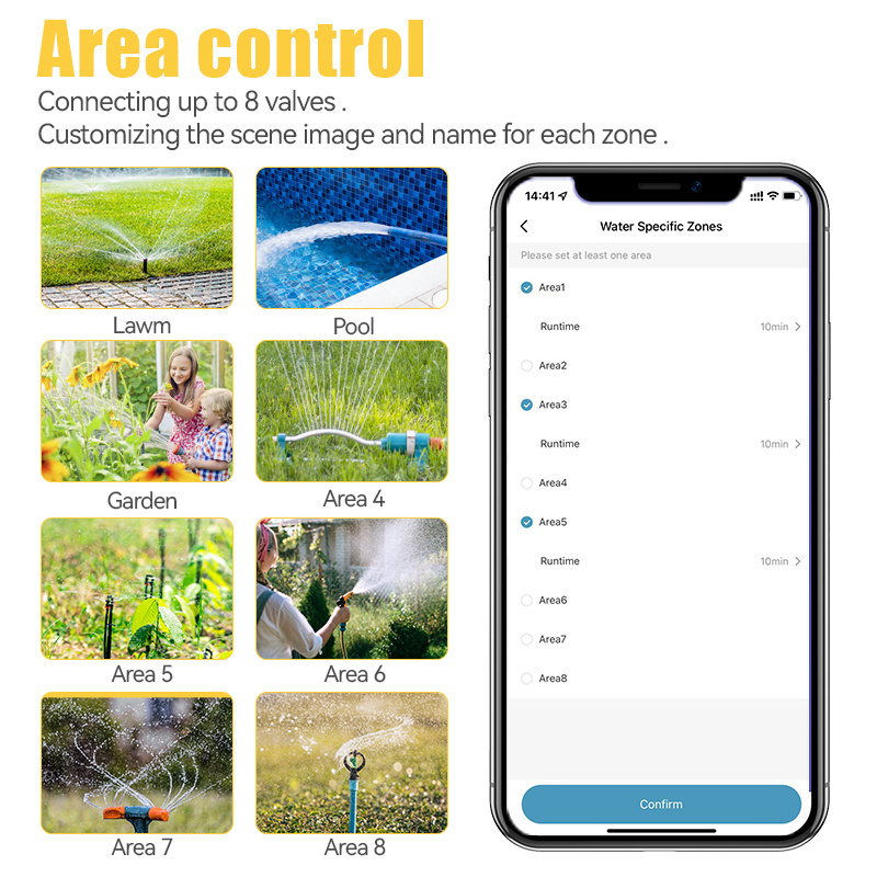 8 Station Irrigation Controller Smart Electronic Controller for Home Garden Public Lawn Agricultural Greenhouse