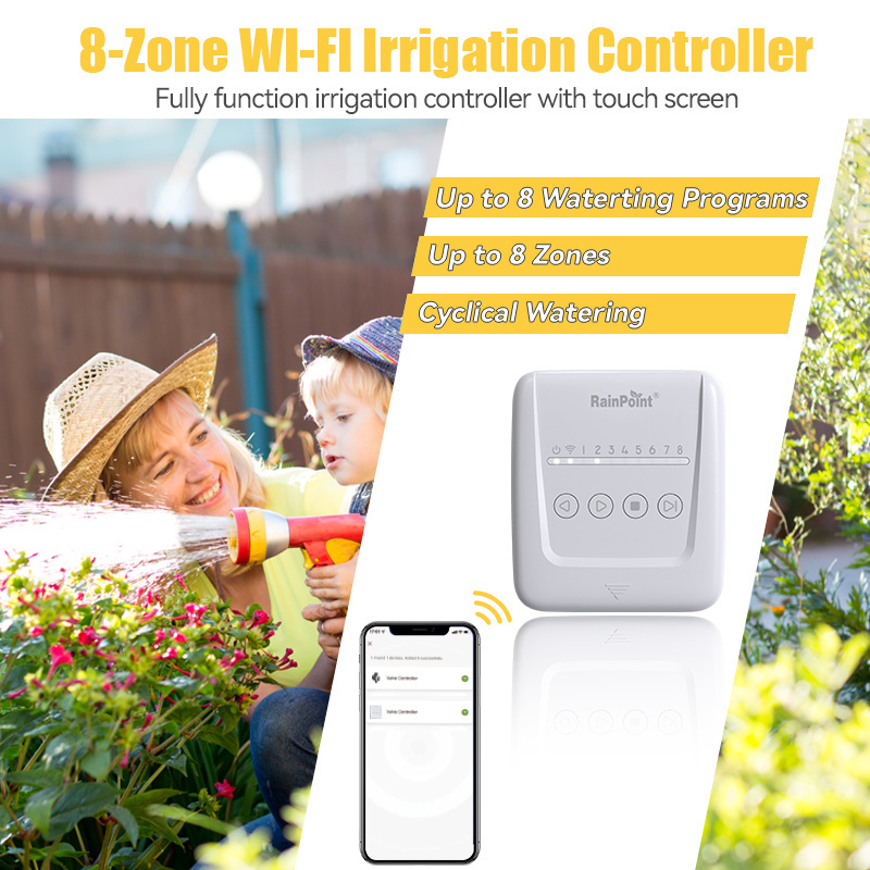 8 Station Irrigation Controller Smart Electronic Controller for Home Garden Public Lawn Agricultural Greenhouse