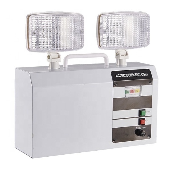 Automatic rechargeable battery backup wall mounted fire dual double heads twin spot emergency led light