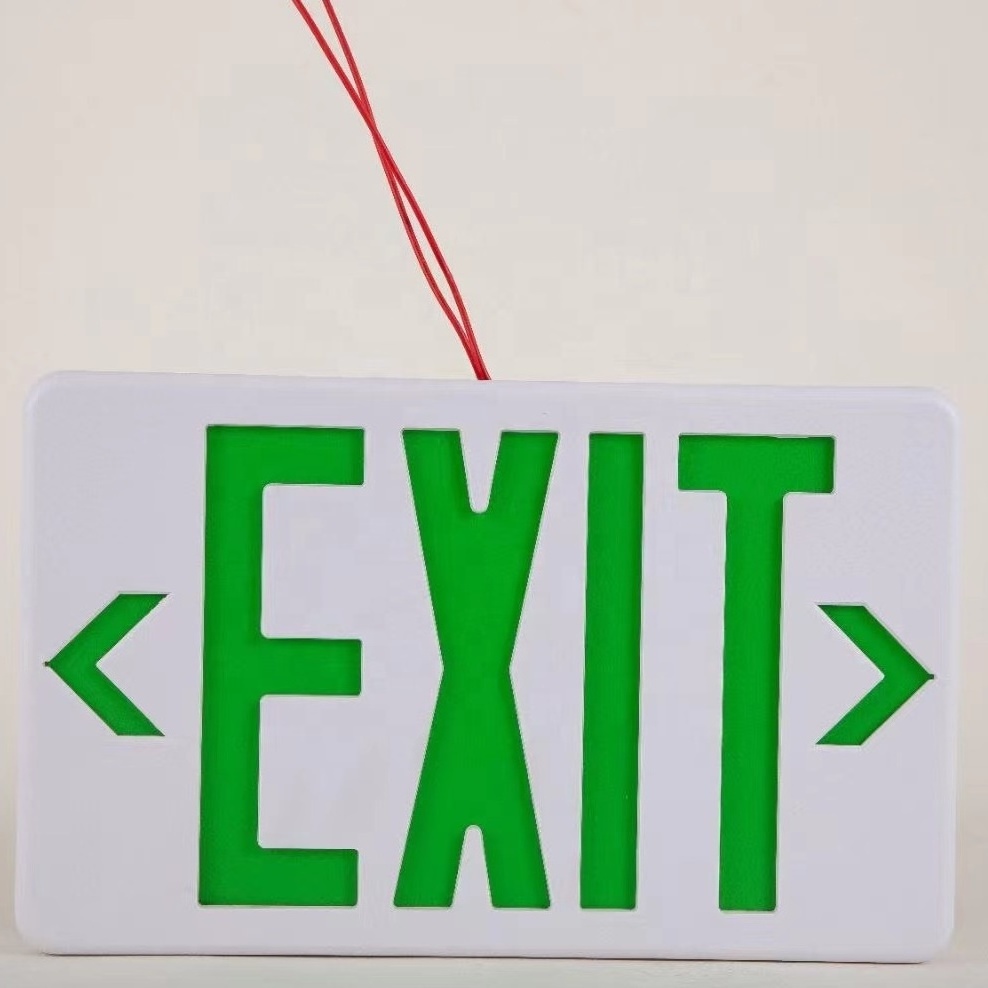 Wall mounted combo single double side green red battery backup safety emergency exit sign light