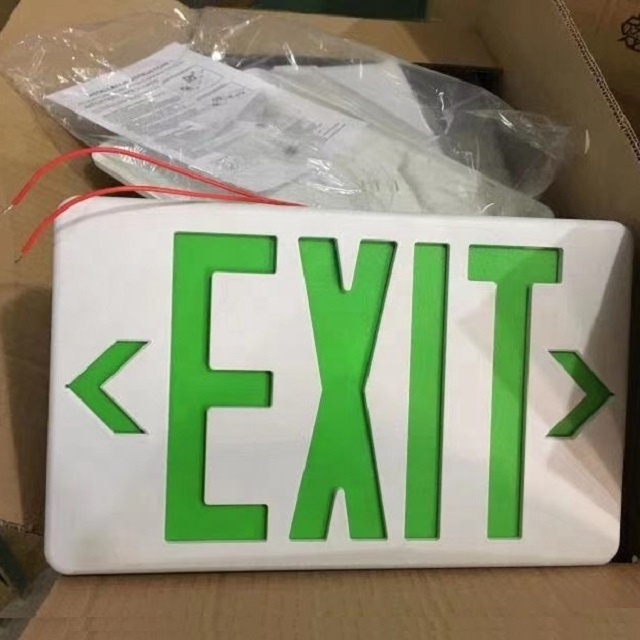 Wall mounted combo single double side green red battery backup safety emergency exit sign light