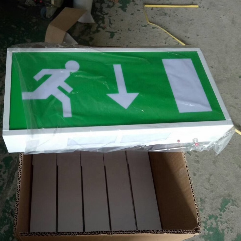 Automatic rechargeable battery backup wall escape man fire safety box corridor led emergency exit sign light