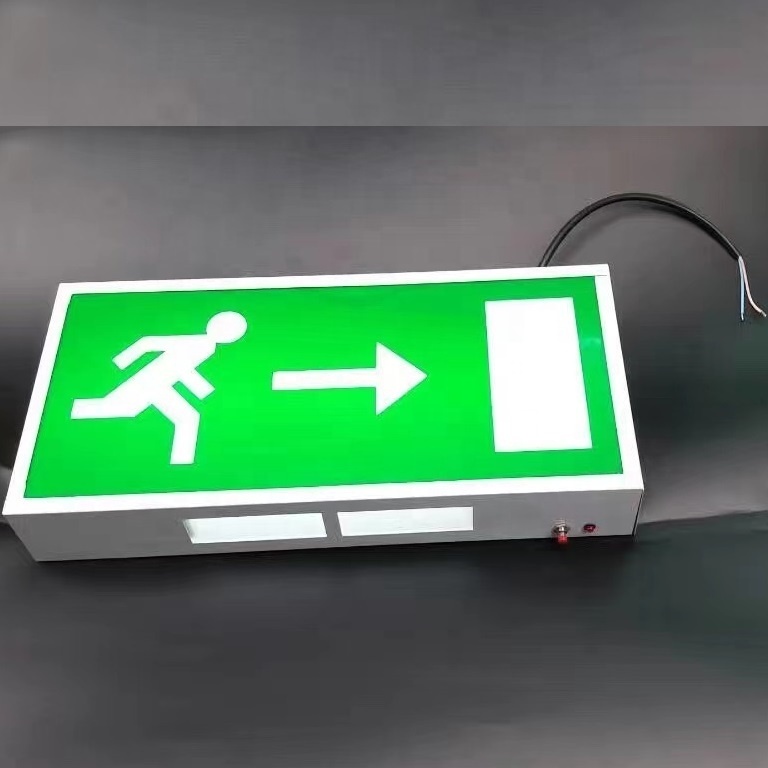 Automatic rechargeable battery backup wall escape man fire safety box corridor led emergency exit sign light