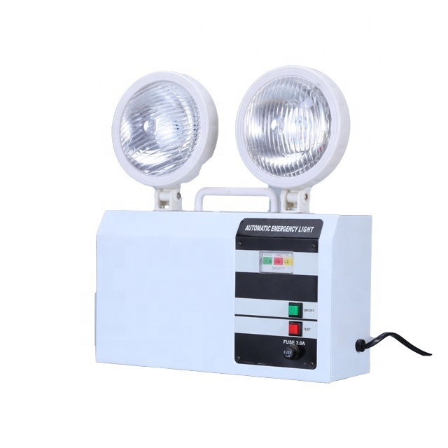 Automatic rechargeable battery backup wall mounted fire dual double heads twin spot emergency led light