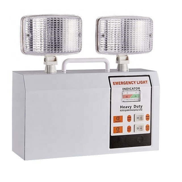 Automatic rechargeable battery backup wall mounted fire dual double heads twin spot emergency led light