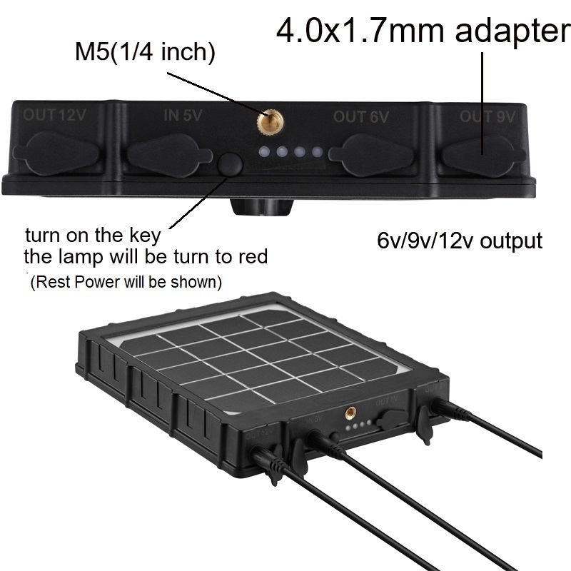 Solar Panel Battery 8000mah Trail Camera Solar Panel 6v/9v/12v Output High-Efficiency Photovoltaic Panels For Hunting game cam