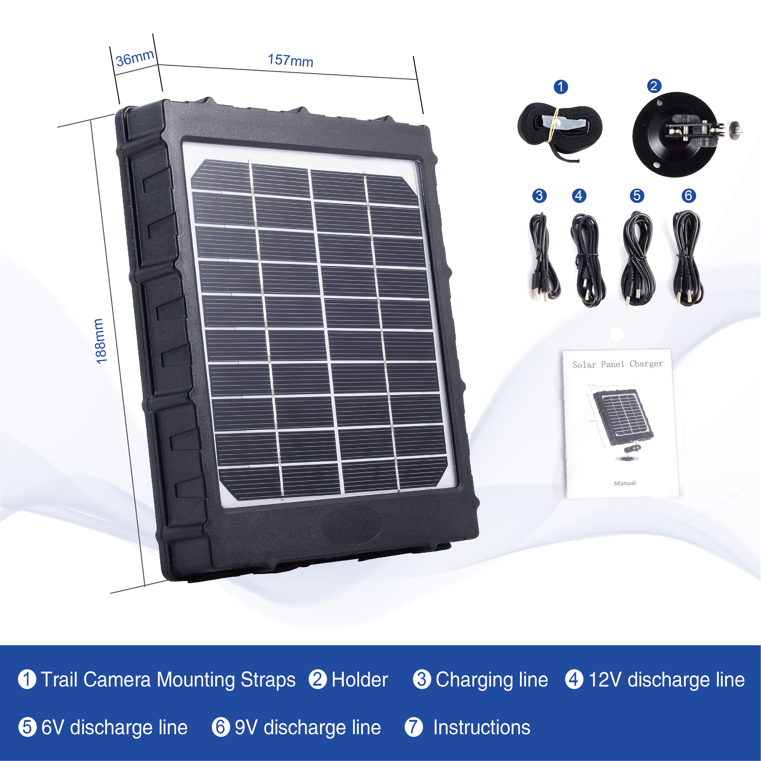 Trail Camera Solar Panel 12v/9v/6v Outdoor Power Supply Solar Panels 8000mah Built-In Lithium Battery For Outdoor Trail camera