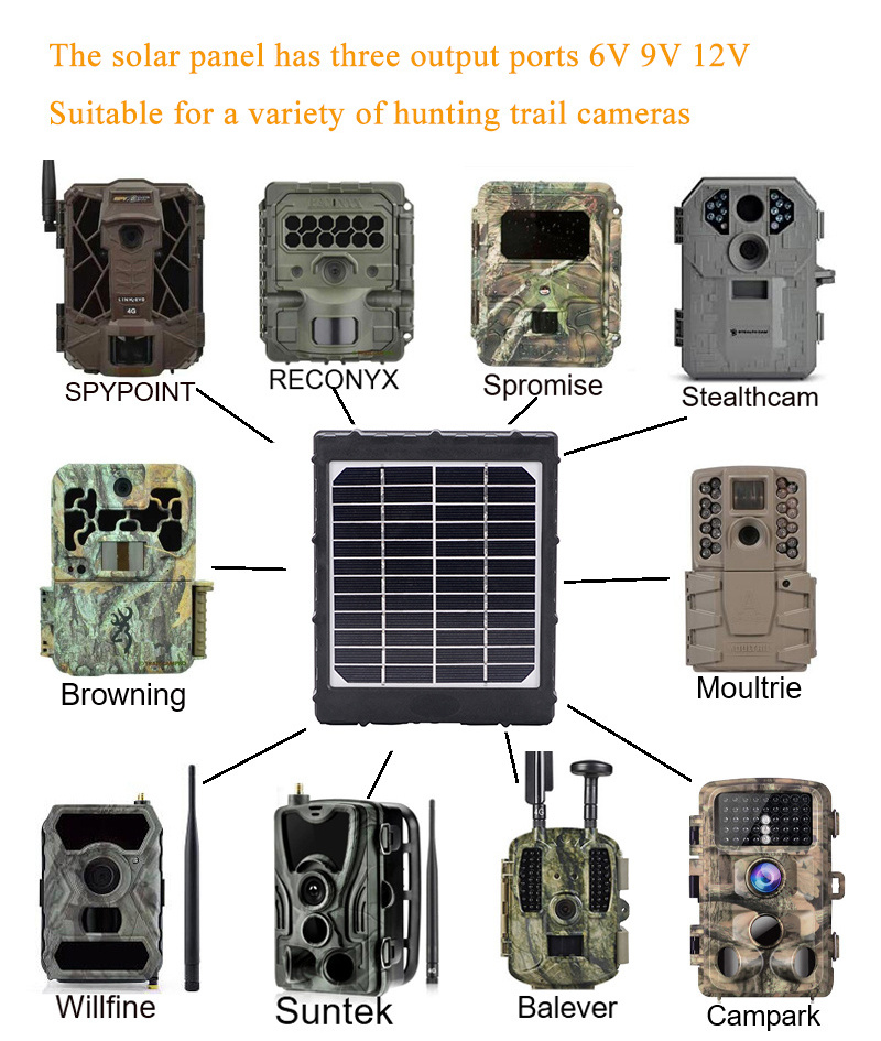 8000mAh Solar Panel with Lithium Polymer Battery for Wildlife Trail camera  output 6V 9V 12V solar panel kits