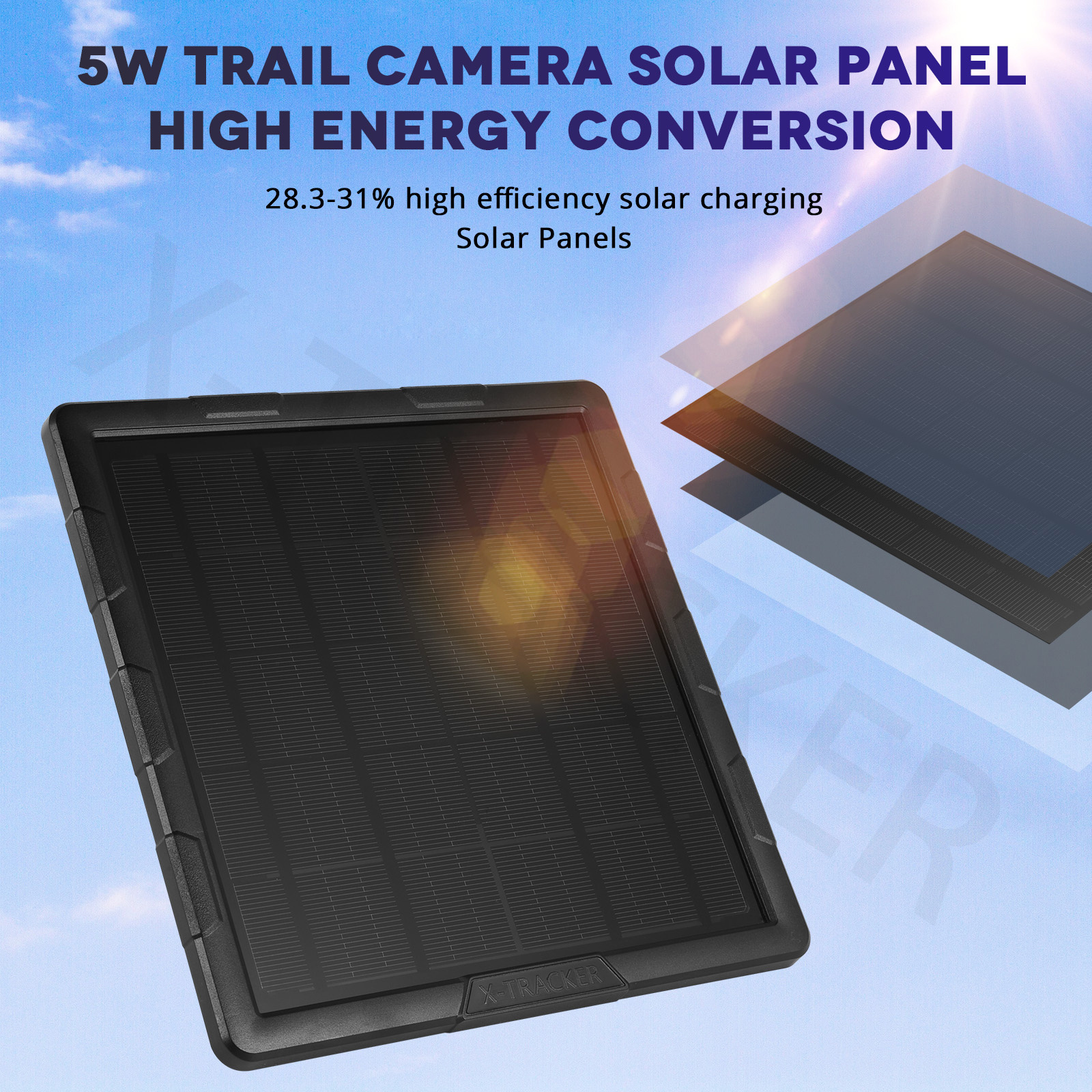 6000mAh Hunting Trail Cameras portable solar panel usb charger with usb output 12V 6V 5W External solar powered Battery charger