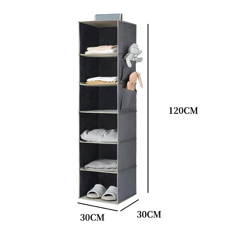 Goodseller 6-Shelf Hanging Clothes Storage Box Collapsible Accessory Shelves Hanging Closet Organizer