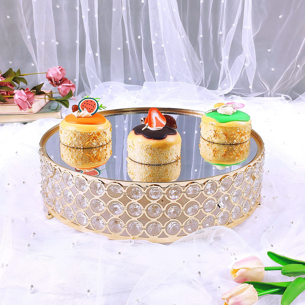 Goodseller Cake stand wedding decoration wedding goblet cake stand mirror tray round dessert display stand