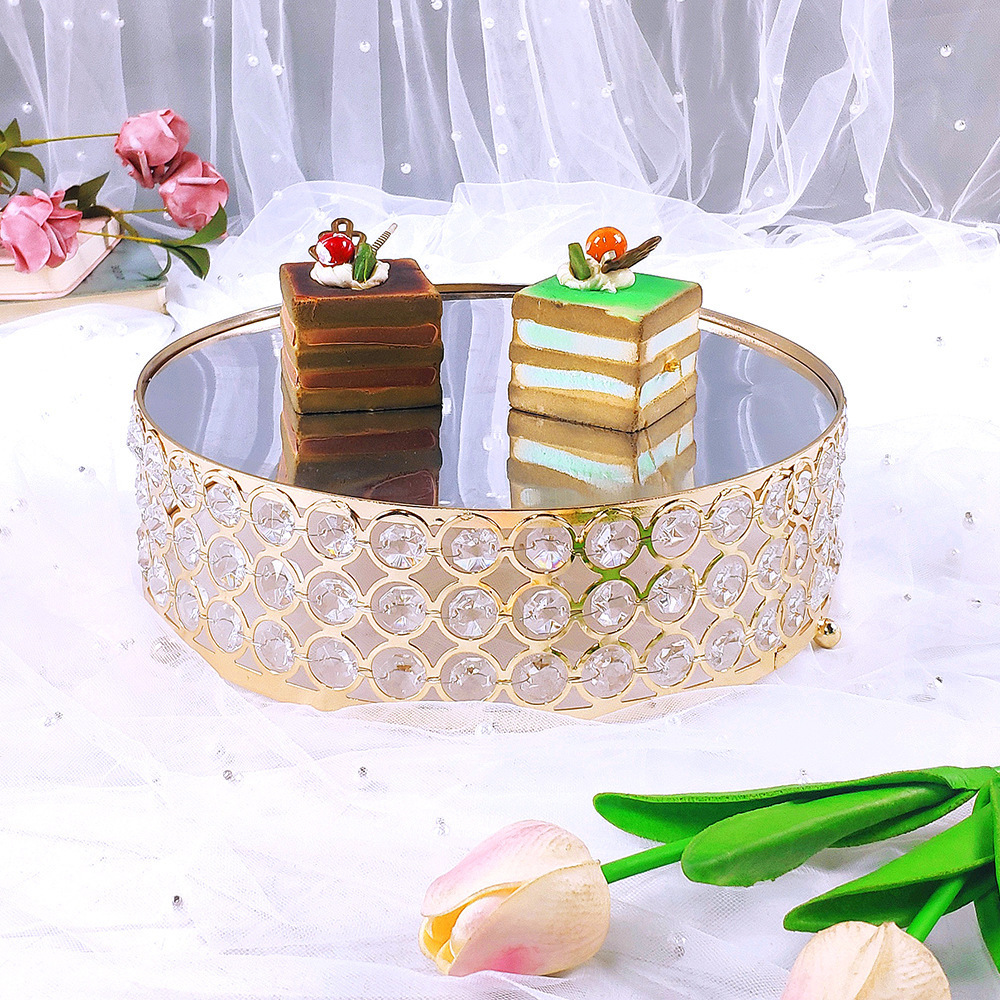 Goodseller Cake stand wedding decoration wedding goblet cake stand mirror tray round dessert display stand