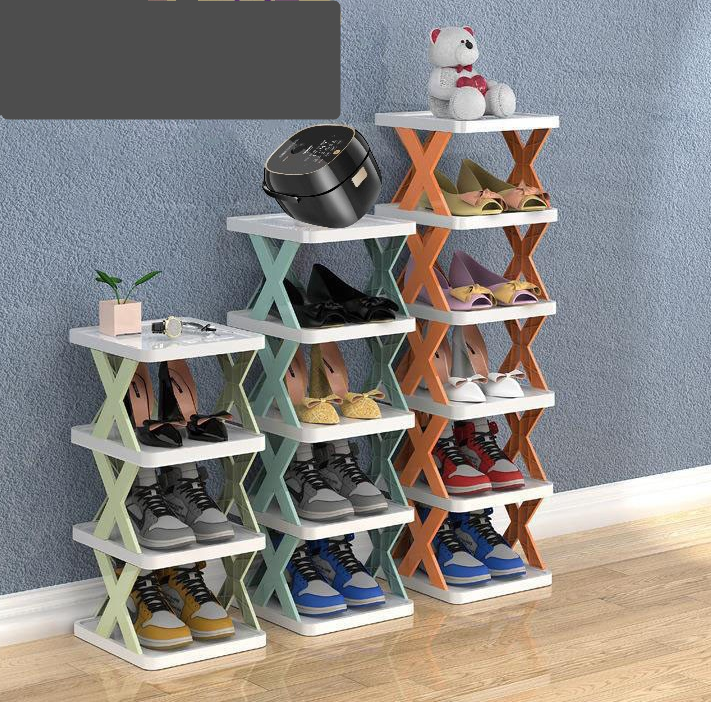 Goodseller Household simple slippers rack multi-layer space saving free installation of dustproof folding plastic shoe rack