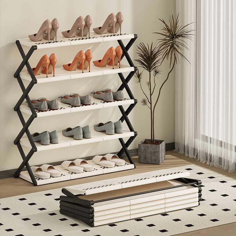 Goodseller Shoes Plastic Box Racks Stand Cabinet  White Gold Brown Rake Round Foldable Shoe Storage Rack