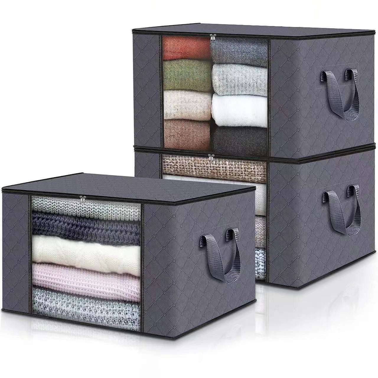 See-through Window double zipper Folding quilt clothes toys storage bag organizer