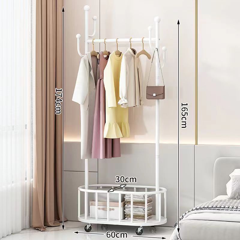 Goodseller Floor Hanging Gold Luxury Metal Living Room Movable Tree Stand Home Storage Organization Clothes Coat Rack With Wheel