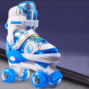 Cute Design Quad Rainbow Unicorn 4 Size Adjustable Ice Skate Light up Roller Skates for Girls Boys for Kids