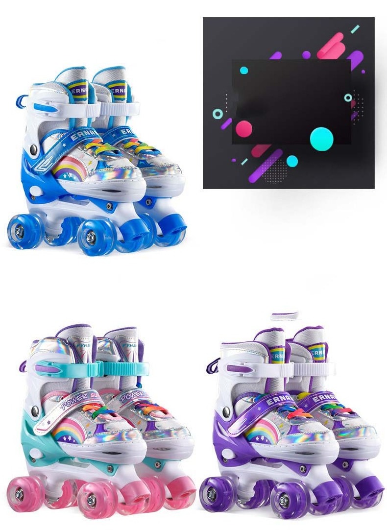 Hot Selling Roller Skates for Girls and Boys 4 Size Adjustable Kids Toddler Roller Skates with Light up Wheels for Toddlers