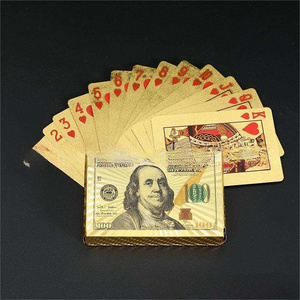 Cool Waterproof 100 USD Dollar Design 24k Gold Poker Playing Cards for new gambling game enjoymentor wedding gifts