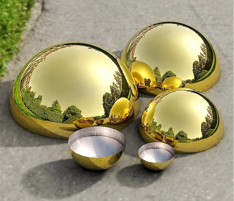 400mm Gold Outdoor Garden Decorative Half round Ball Stainless Steel Hemisphere Highly polished half sphere