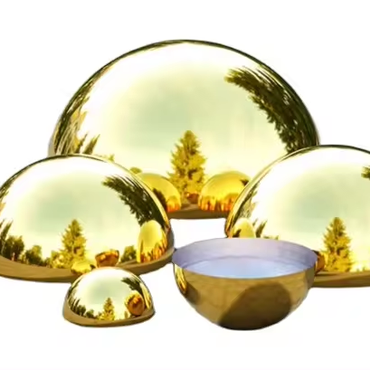 400mm Gold Outdoor Garden Decorative Half round Ball Stainless Steel Hemisphere Highly polished half sphere