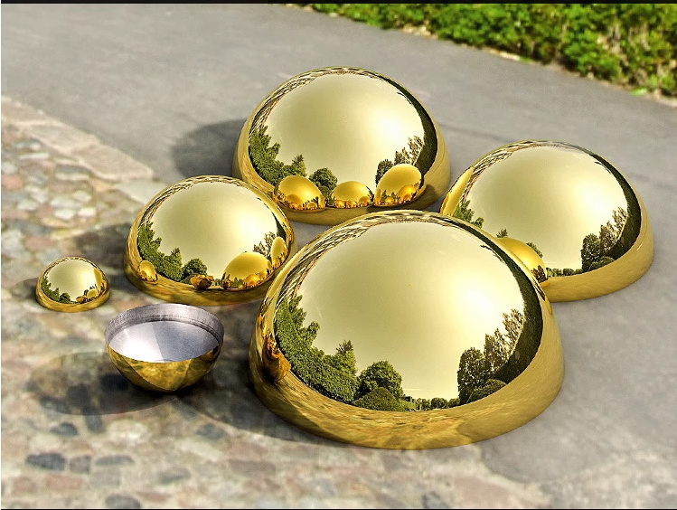 400mm Gold Outdoor Garden Decorative Half round Ball Stainless Steel Hemisphere Highly polished half sphere