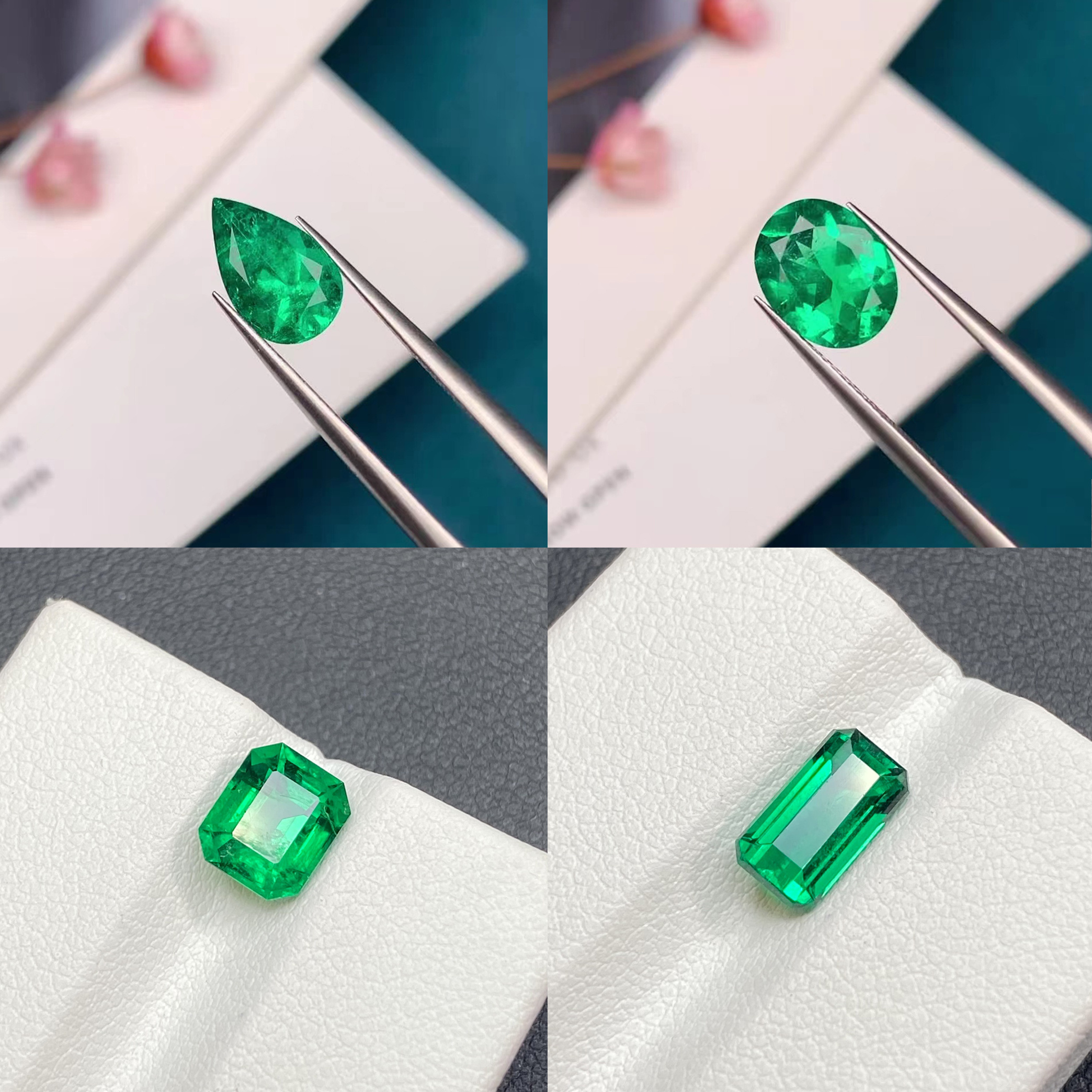 Natural Emerald oval / pear / emerald cut loose genuine gemstones in different quality Zambia / Columbia Emerald