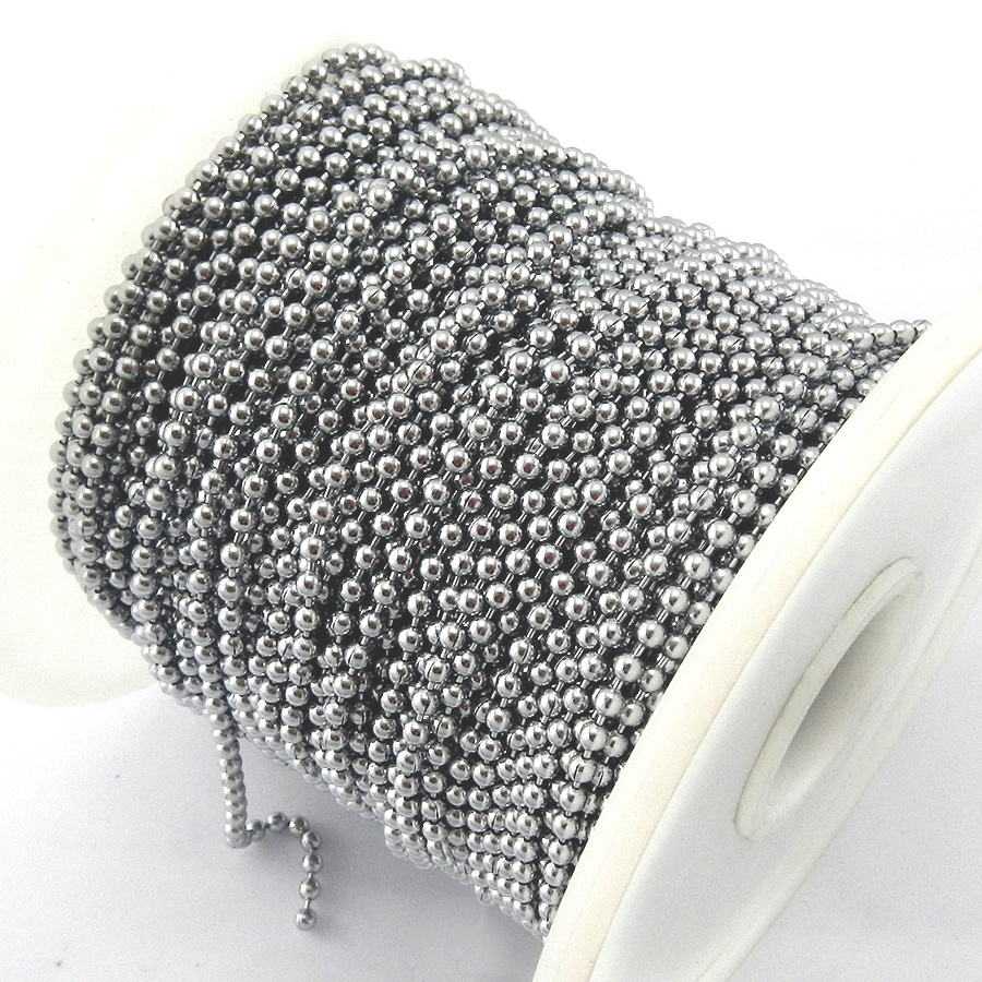 Hot Selling 1.2-12.0mm ball chain manufacturer metal ball chain for Jewelry Making tag chain