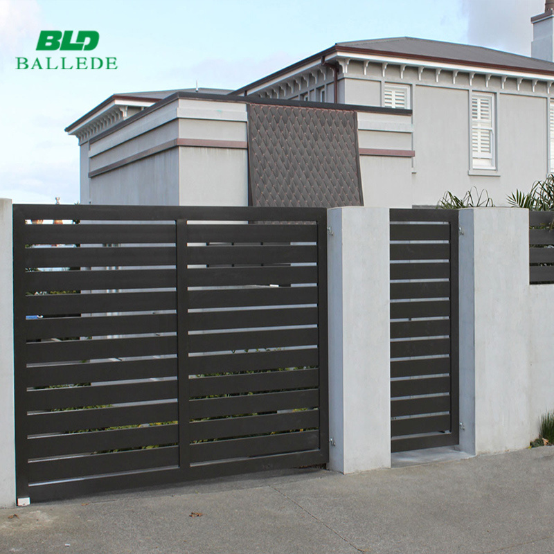 Modern motorized metal sliding aluminum garden gate design